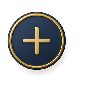 Icône bouton ajouter en style premium bleu marine et doré